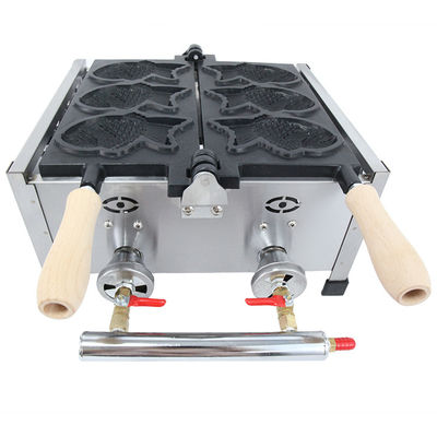 Maschine zum Herstellen von Taiyaki 6 PCS Fisch Taiyaki LPG-Fischwaffelmacher 470x380x210mm