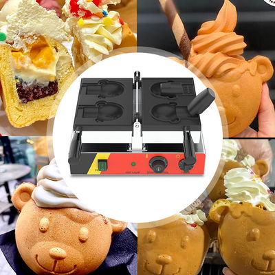 Einfache elektrische Taiyaki-Bärenwaffelmaschine mit 2 Stück jeder Form 11,25 KG