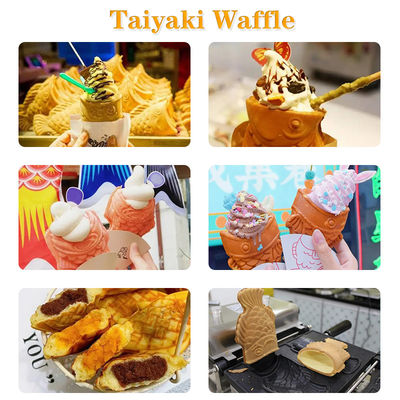 1400W Taiyaki Waffelfabrik Elektrische Fischform Eiscreme Kegelmachine