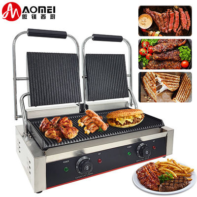 Küche Kochen Backen BBQ Rauchen Gewerblicher elektrischer Kontaktgrill mit Doppelplatte