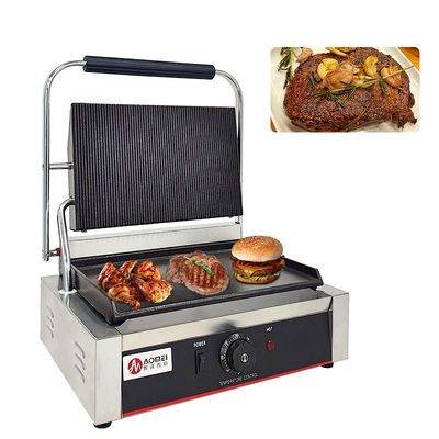 Küche Kochen Elektrische Panini-Sandwichmaschine mit Gusseisen-BBQ-Grills und Tellern