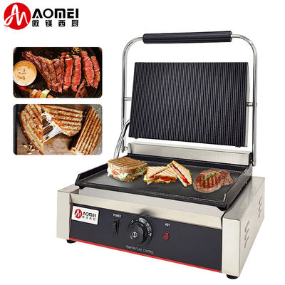 Küche Kochen Elektrische Panini-Sandwichmaschine mit Gusseisen-BBQ-Grills und Tellern