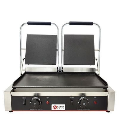 Gewerbliche Küche Elektrische Panini-Kontaktgrill aus Gusseisen mit 3600 Watt Leistung