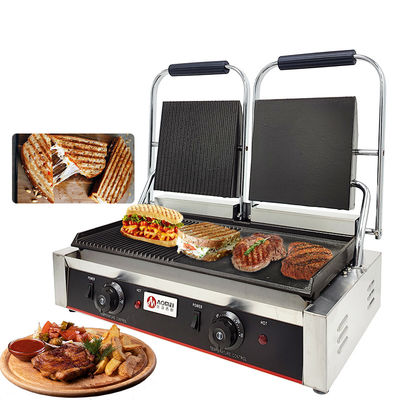 Elektrischer Grill Edelstahl Toaster Kontaktgrill Panini Press Grill Kommerziell