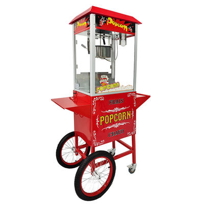 Elektrische Popcorn-Maschine mit Karren und roter Farbe
