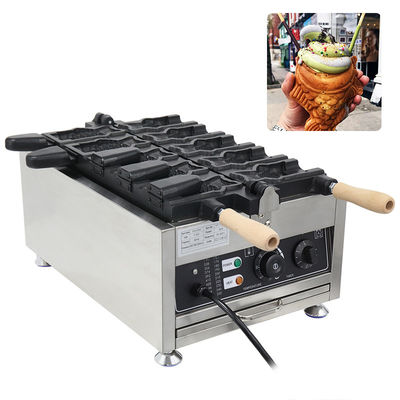 220v elektrische 5 Stück offene Maul-Fisch-Form Waffelmacher Taiyaki-Maschine 375*700*290