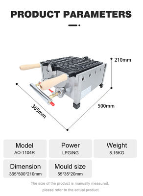 Taiyaki Gas-Typ Mini-Fischwaffelmacher mit 410x360x210mm für japanische Taiyaki Snack Food