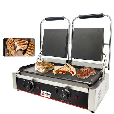 Edelstahl Gusseisen Panini Kontakt Grill Maker für Restaurant Bäckerei Snack 220v