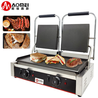 Edelstahl Gusseisen Panini Kontakt Grill Maker für Restaurant Bäckerei Snack 220v