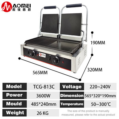 Elektrische Handelsmaschine aus Gusseisen Kontakt Sandwich Panini Press Maker Grill Grillmaschine