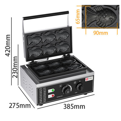 Elektrische Mini-Fisch Taiyaki Maker Edelstahl 6 Fische Waffelfasche
