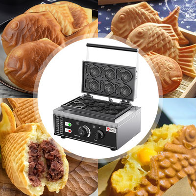 Elektrische Mini-Fisch Taiyaki Maker Edelstahl 6 Fische Waffelfasche